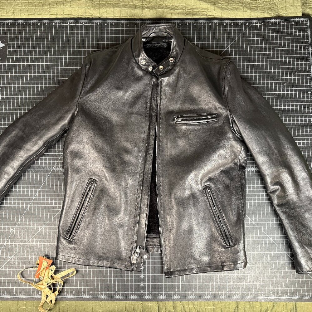 Schott NYC Leather 141 Cafe Jacket 42 Long 141L Motorcycle - New - NWT